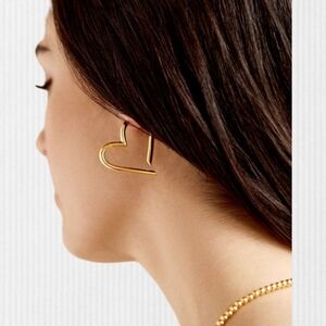 Baublebar Gold Heart Hoop Earrings Statement Minimalist Modern‎ Jewelry